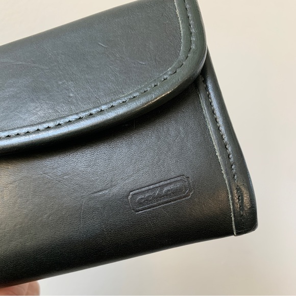 Forest Green Multifunction Purse (7219) Vintage Coach Leather Unisex Wallet - Picture 3 of 15